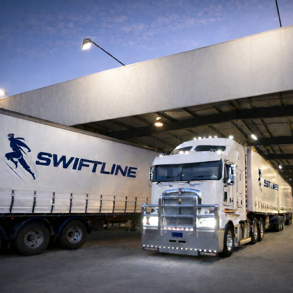 Swiftline truck at loading bay – modern fleet, professional logistics